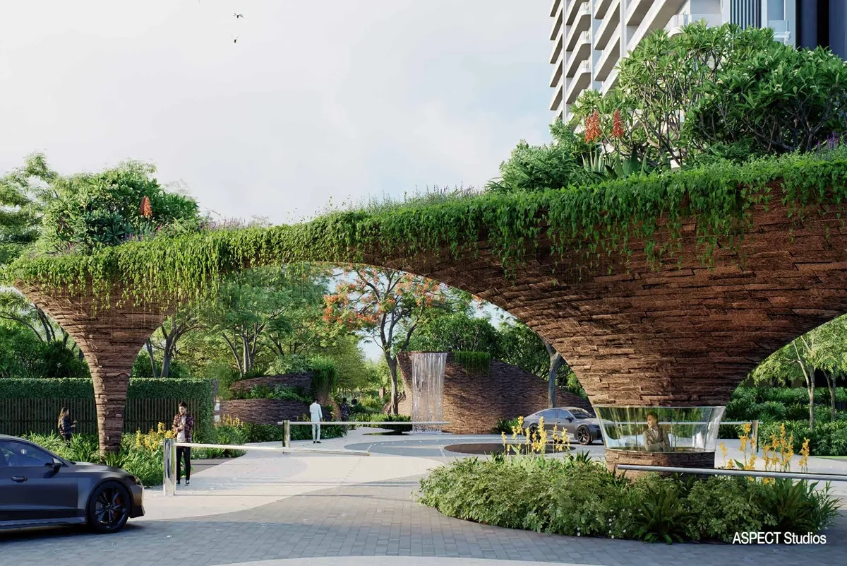 “Nature-inspired entrance landscape by ASPECT Studio at AIPL Riviera